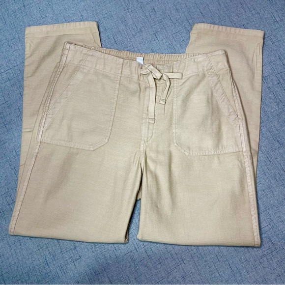 J. Crew Tie Waist Camp Pant Relaxed Fit Khaki Pants Tan Beige Medium - Picture 9 of 16